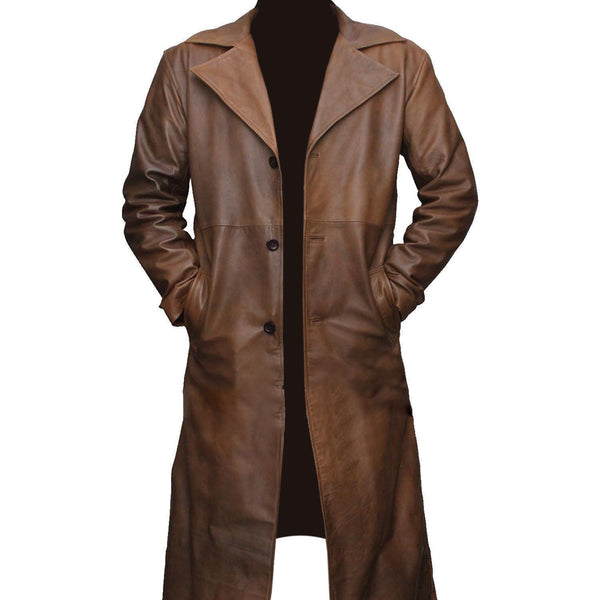 Orlando Waxed Brown Leather Coat For Men