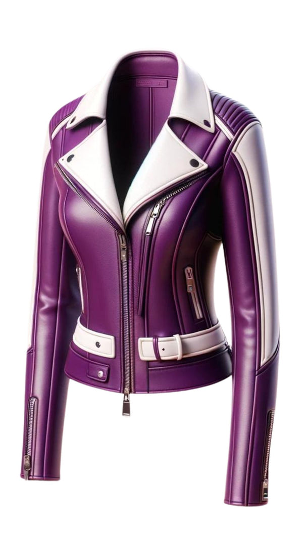 Purple Unique Style Leather jacket For Women