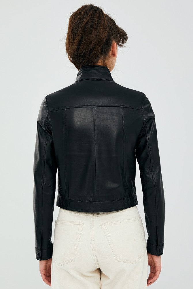 Jill Black Sheepskin Leather Jacket