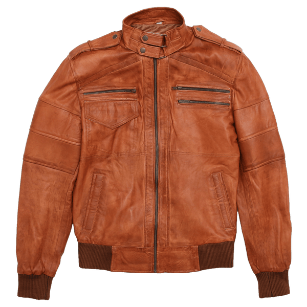 Bomber Stylish Brown Leather Jacket For Men