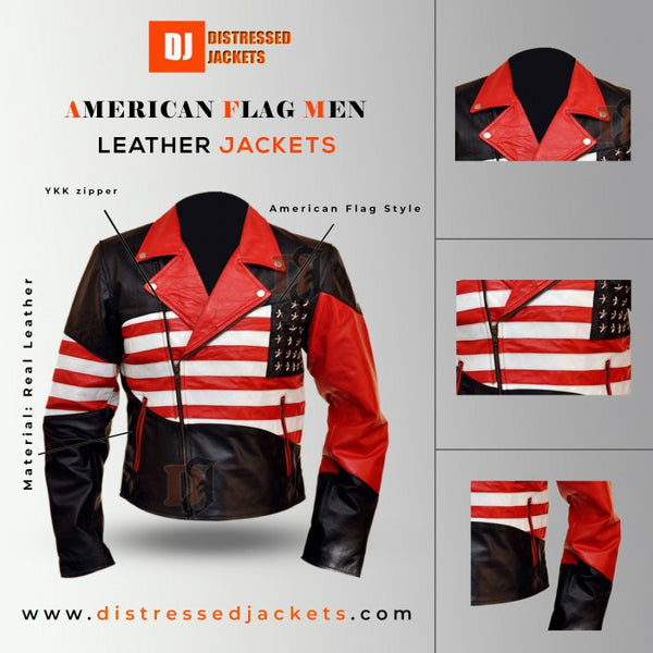 America Flag Stylish Leather Jacket for Men