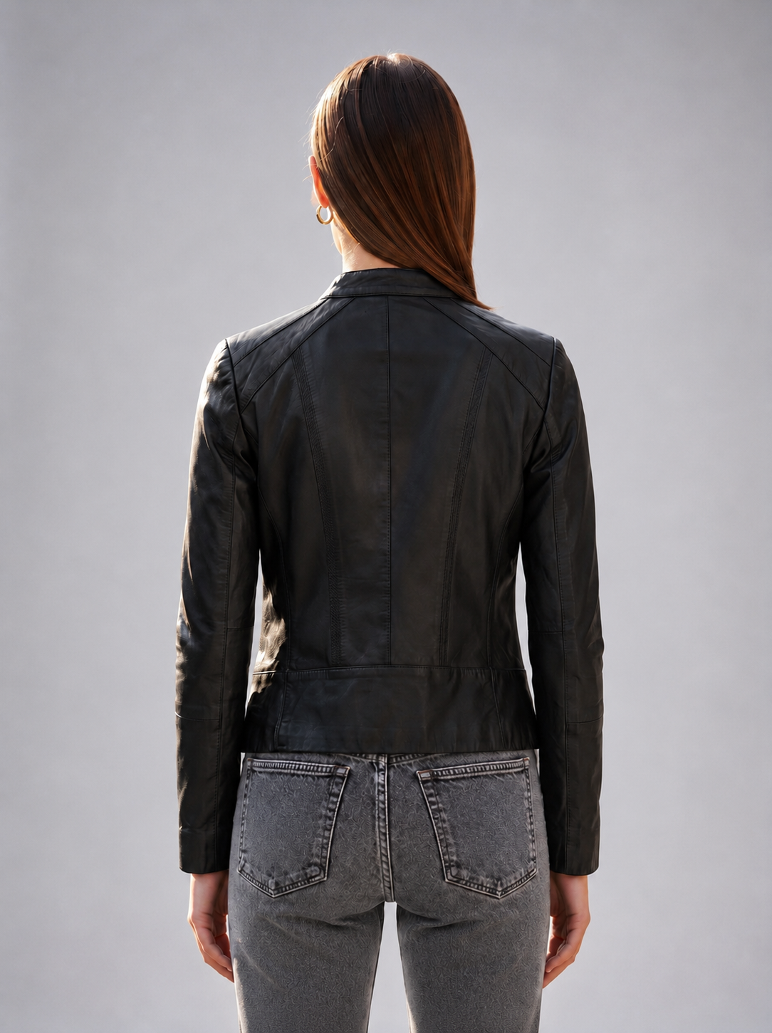 Amelia Black Leather Jacket For Women