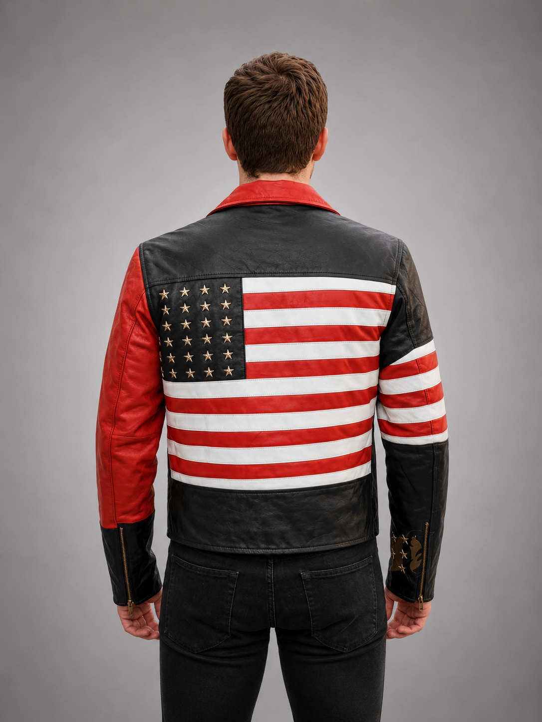 America Flag Stylish Leather Jacket for Men