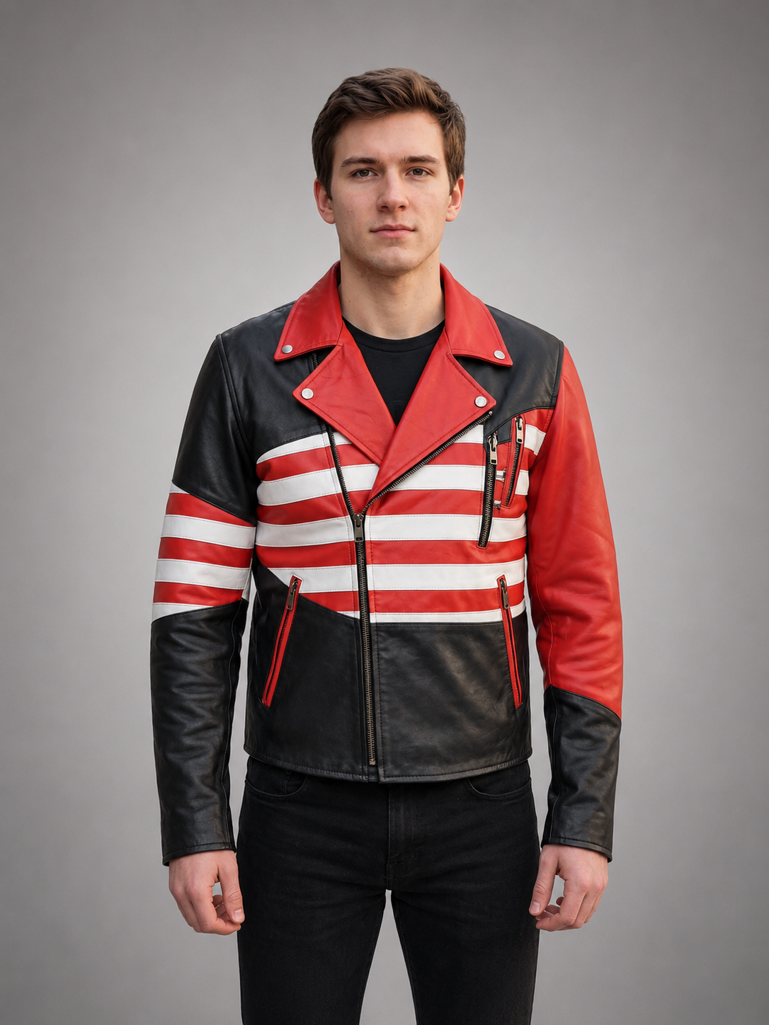 America Flag Stylish Leather Jacket for Men