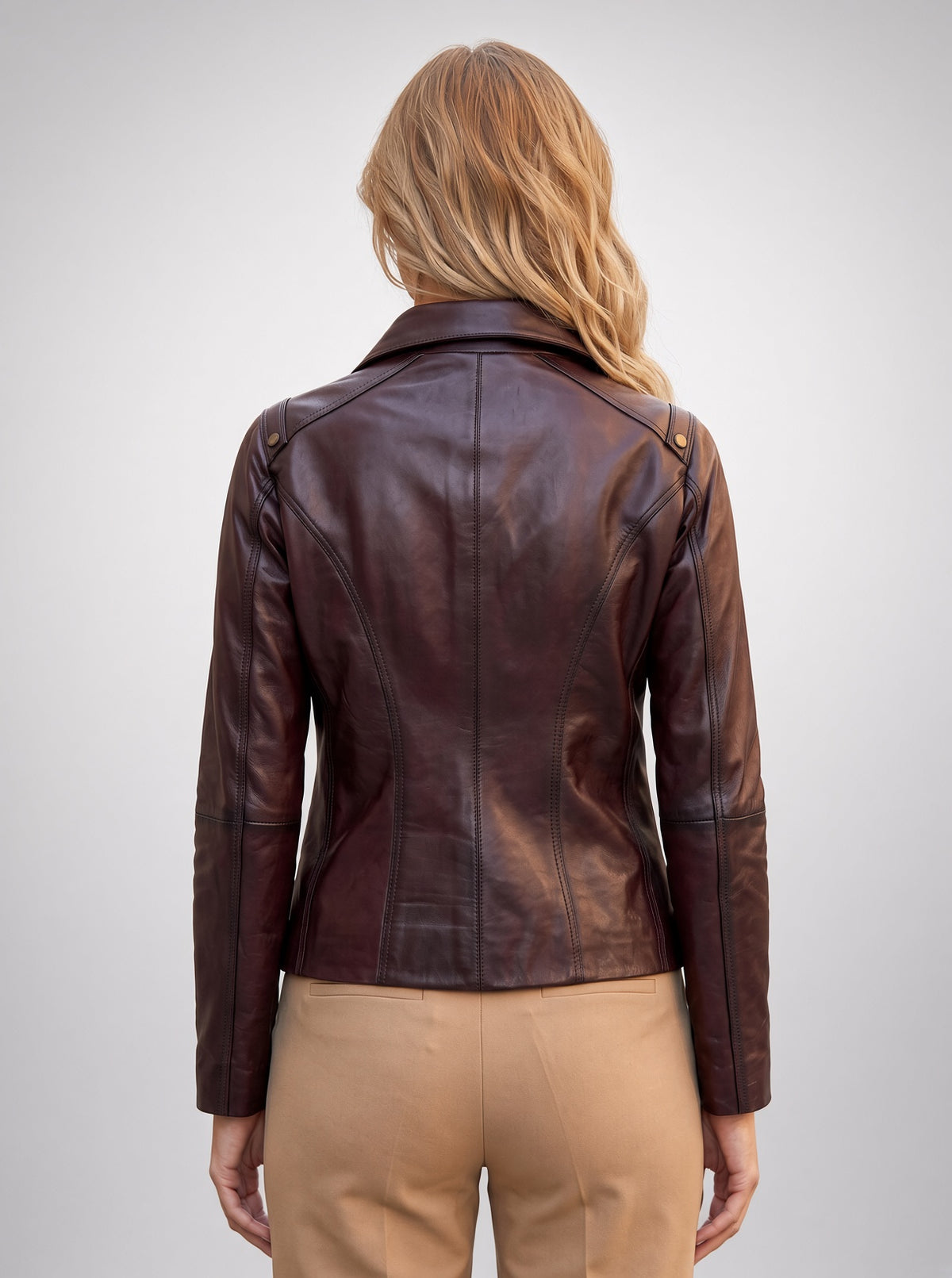 Aria Brown Slim Fit Leather Jacket For Women