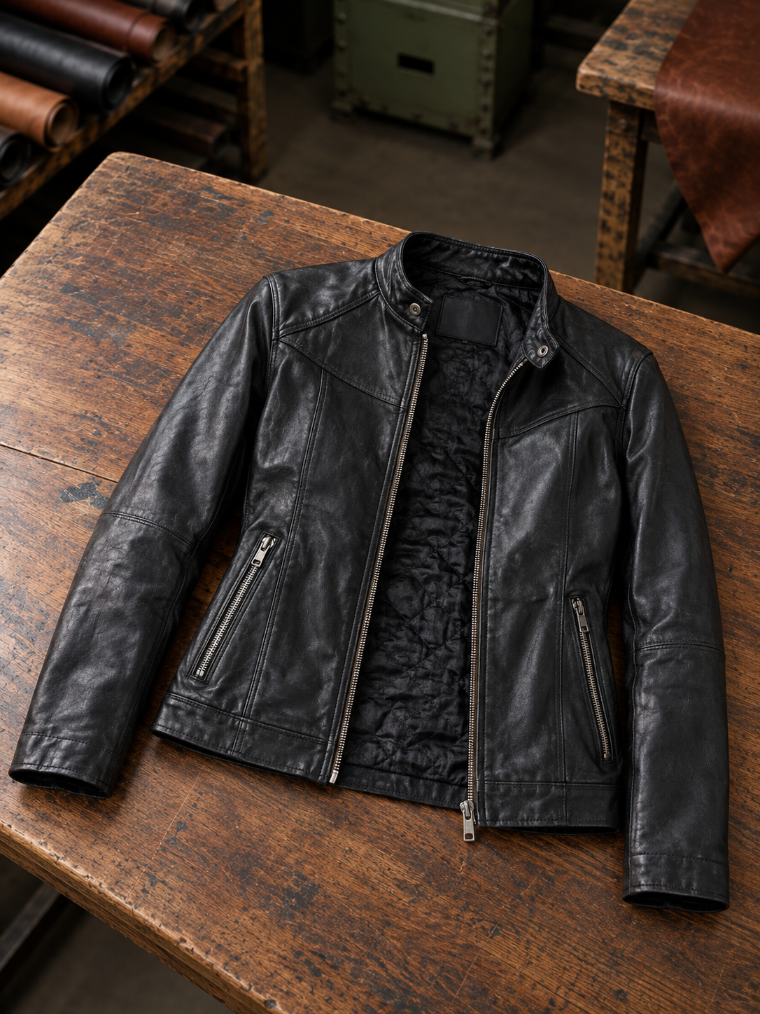 Autumn Black Biker Leather Jacket For Women