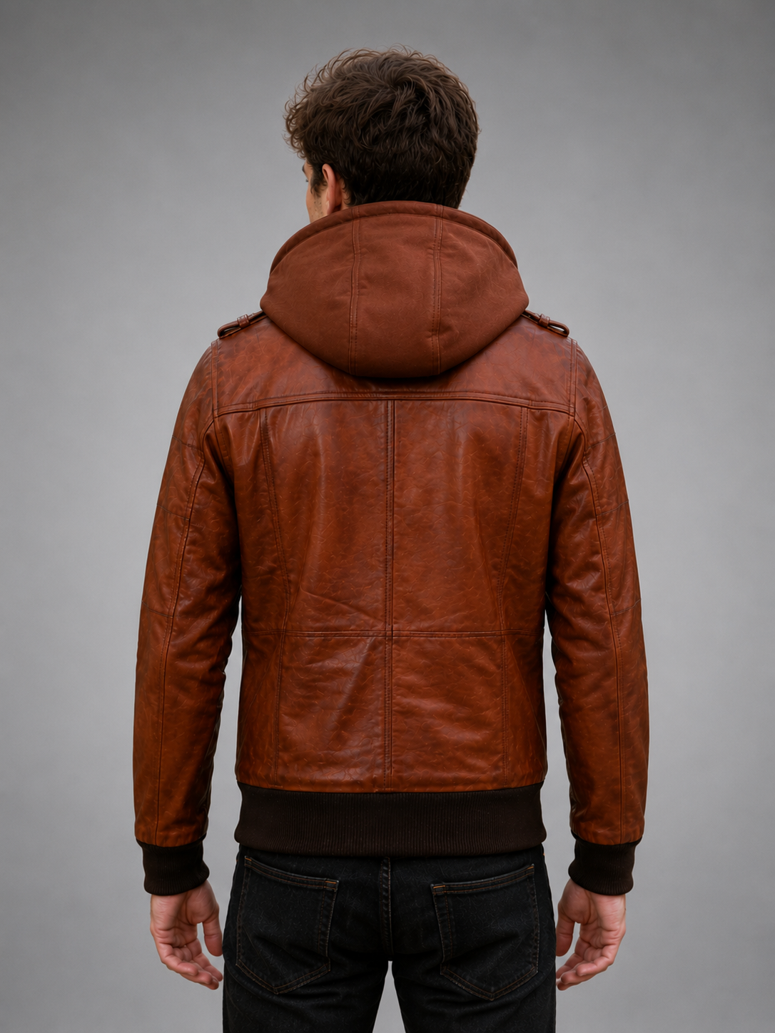 Averon Cognac Brown Hooded Leather Jacket