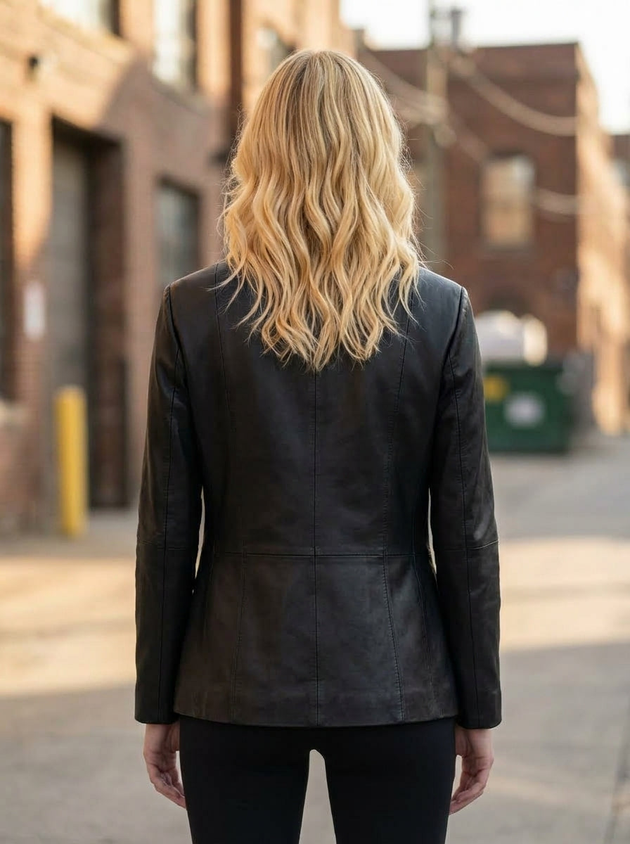Bella Women Black Leather Coat