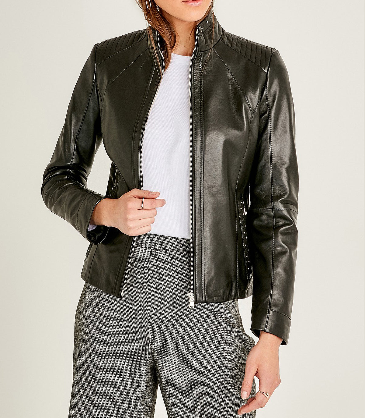 Black Grace Leather Jacket For Women