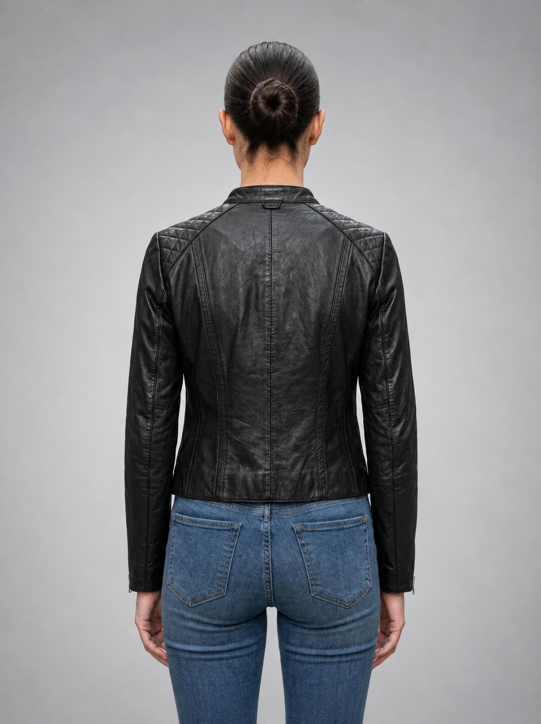 Black Paris Leather Jacket For Women's