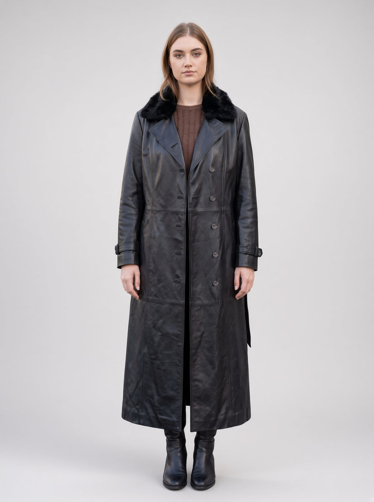 Black Brenda Long Coat For Women