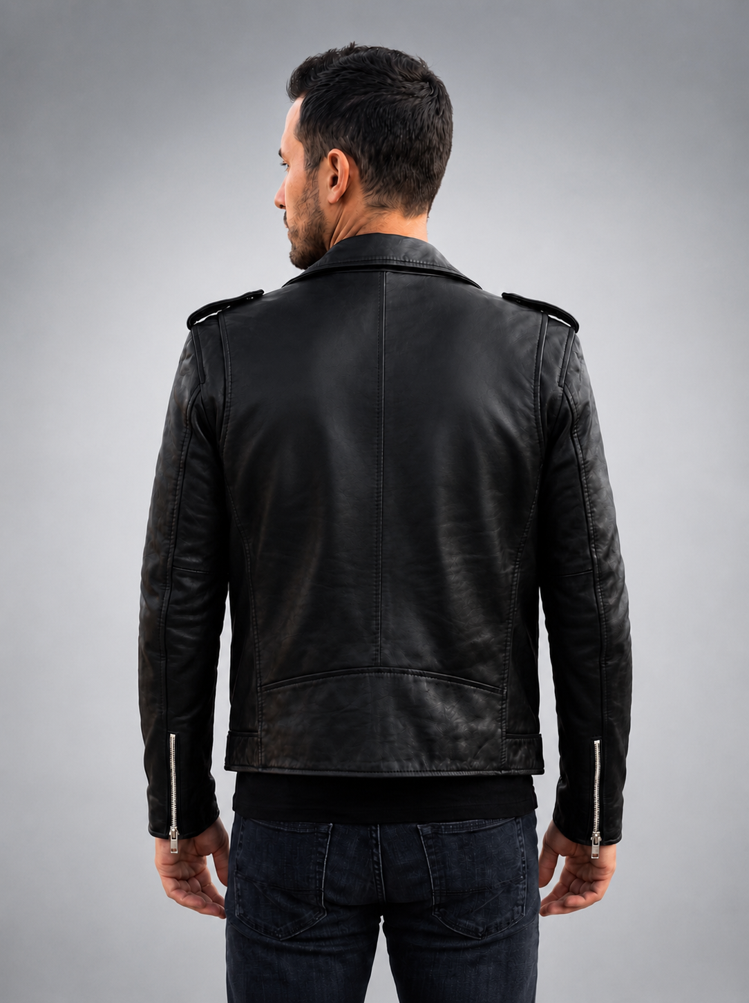 Black New Slimfit Biker Leather Jacket