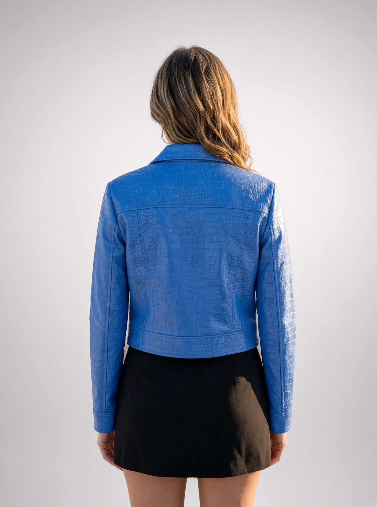 Blue Tina Leather Jacket For Women's