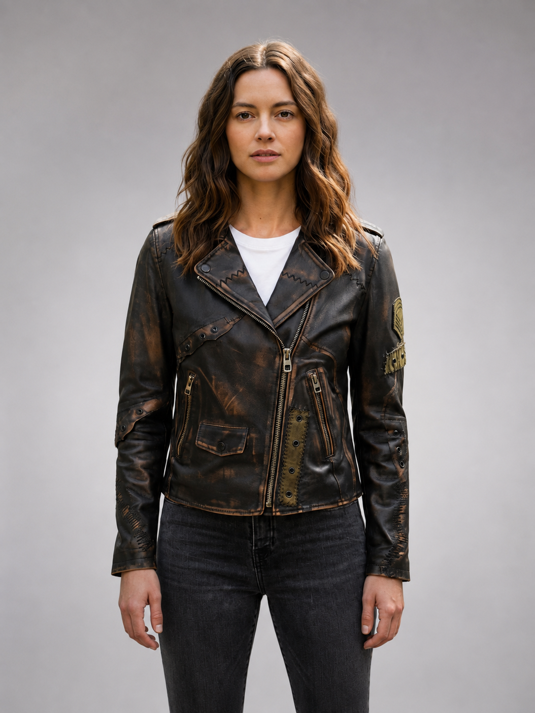 Bronze Icon Leather Jacket For Women