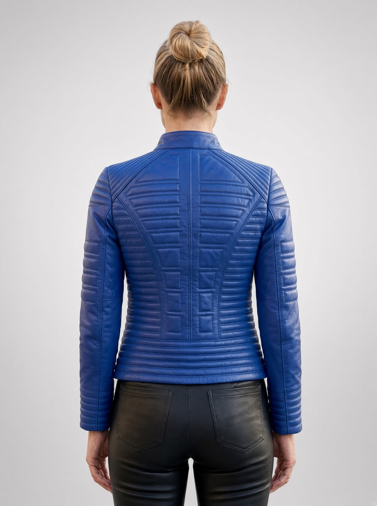 Charlotte Blue Biker Stylish Leather Jacket For Women