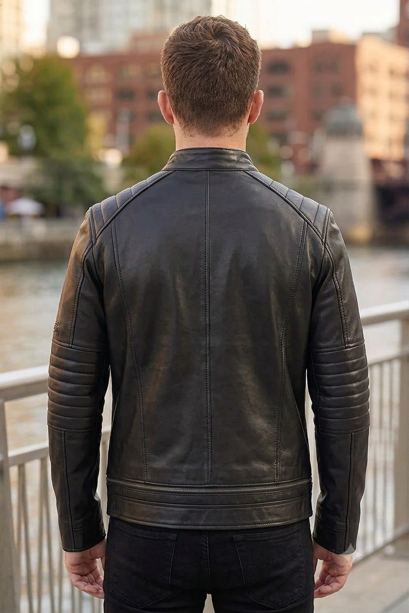 Chris Black Leather Drago Suede Jacket For Men