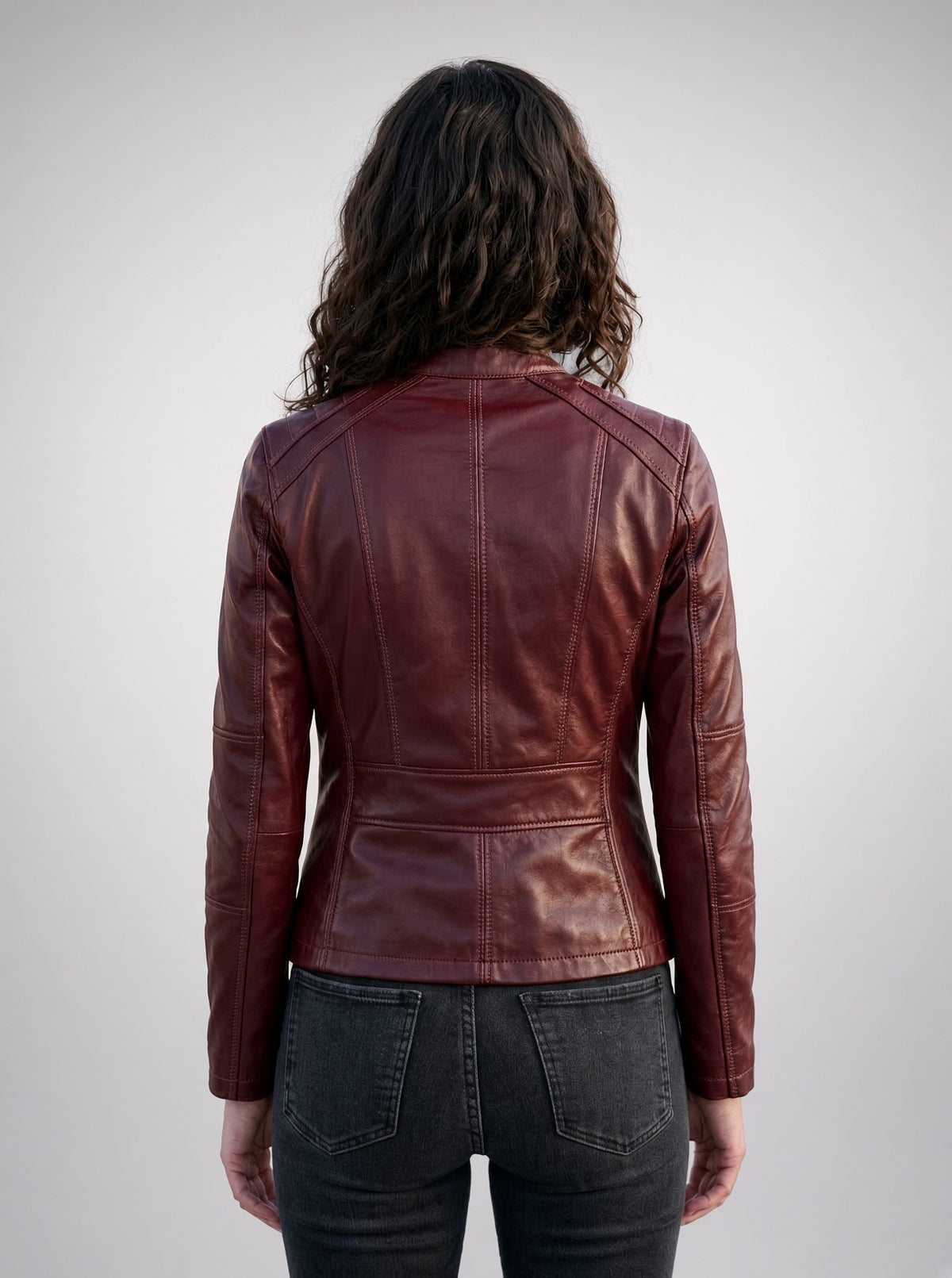 Claret Red Celia Women Leather Jacket