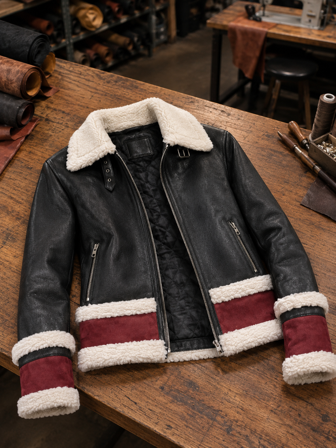 Daisy Black Leather Jacket For Women's