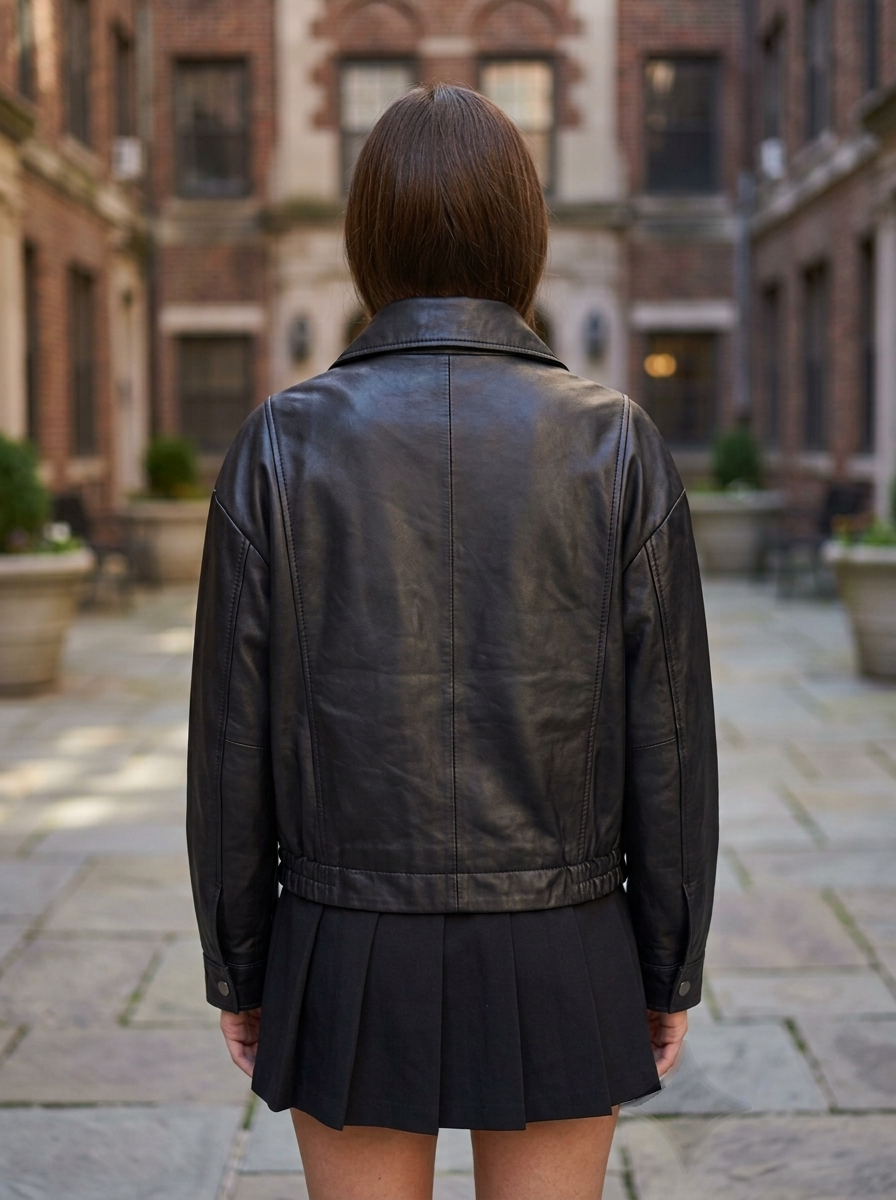 Dora Black Leather Jacket for Women
