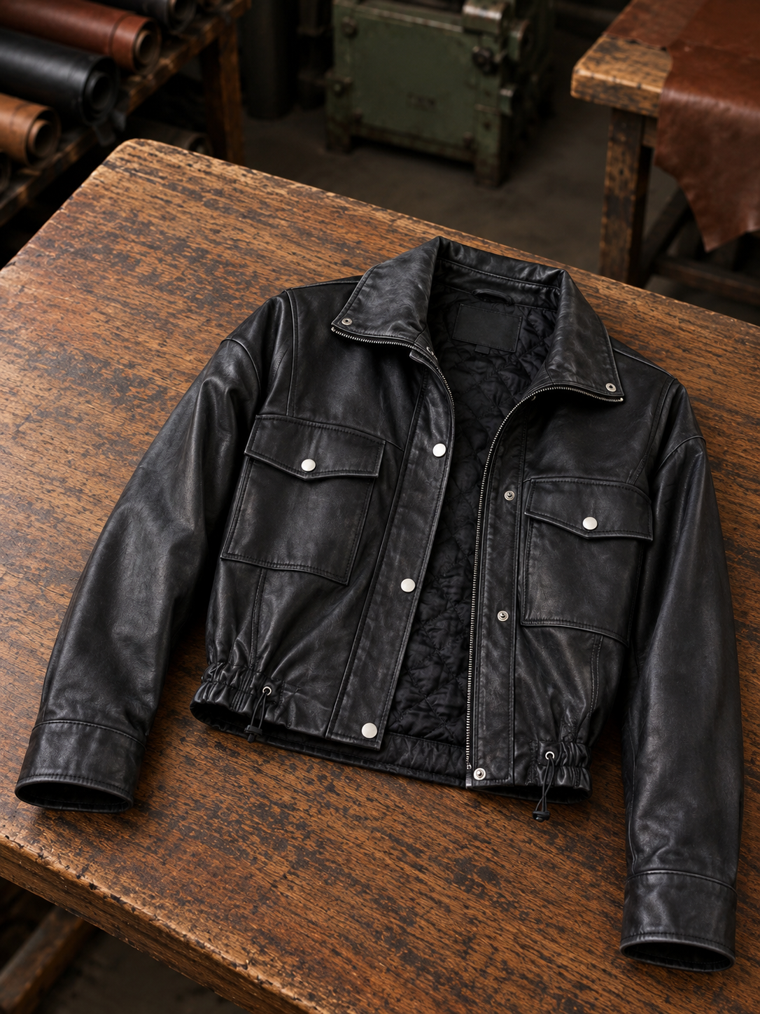 Dora Black Leather Jacket for Women