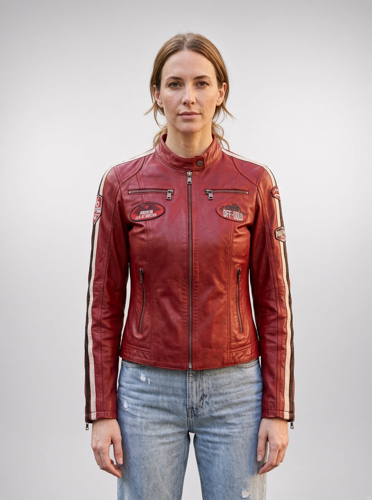 Eloise Red Stylish Leather Jacket For Women
