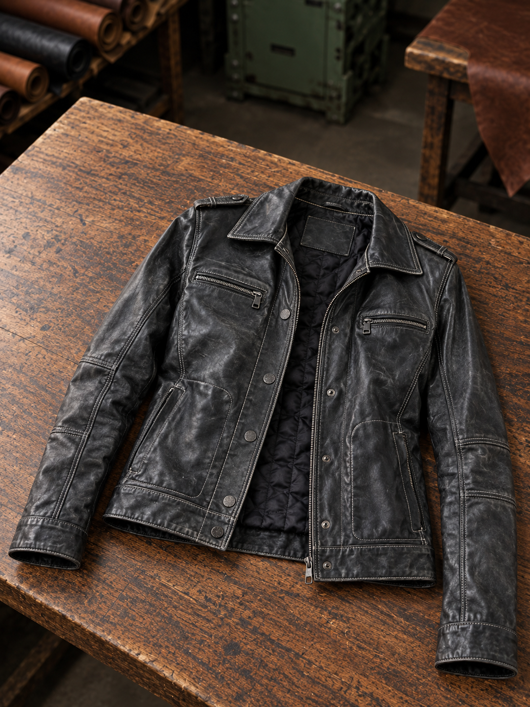 Emma Black Leather Jacket For Women's