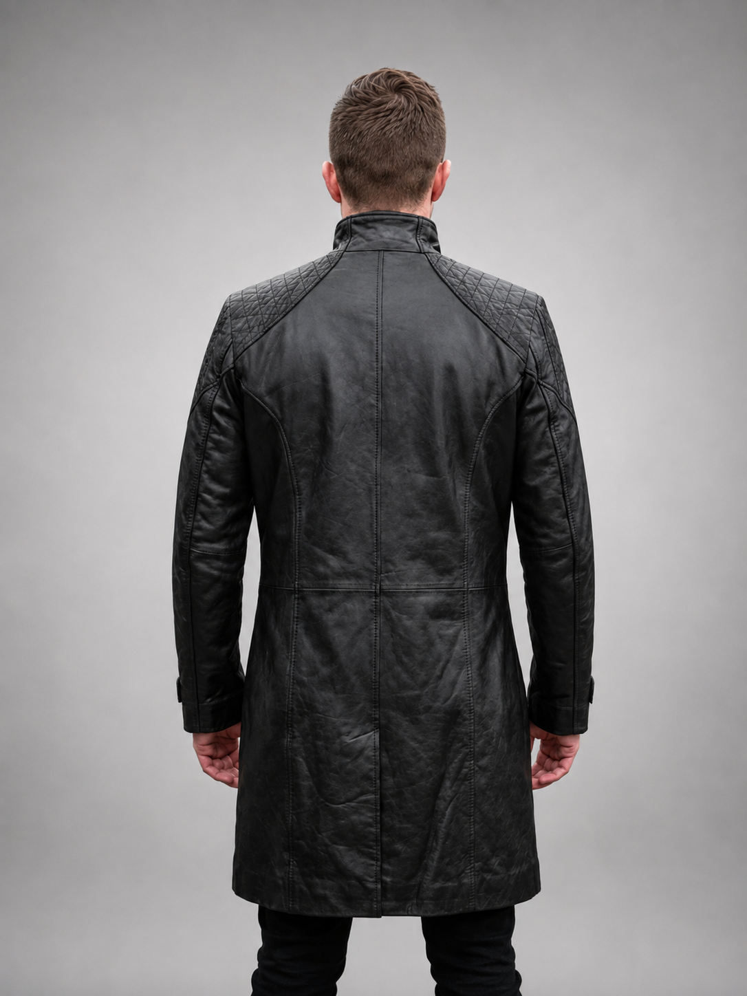Exodus Black Leather Coat For Men