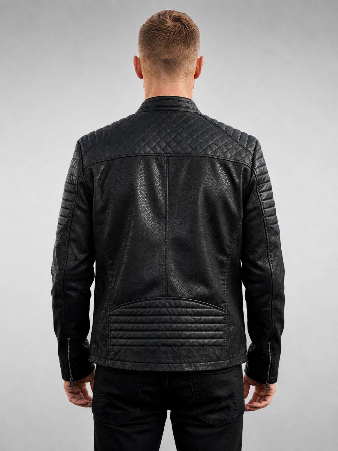 Frederick Black Slim fit Stylish Biker Leather Jacket For Men