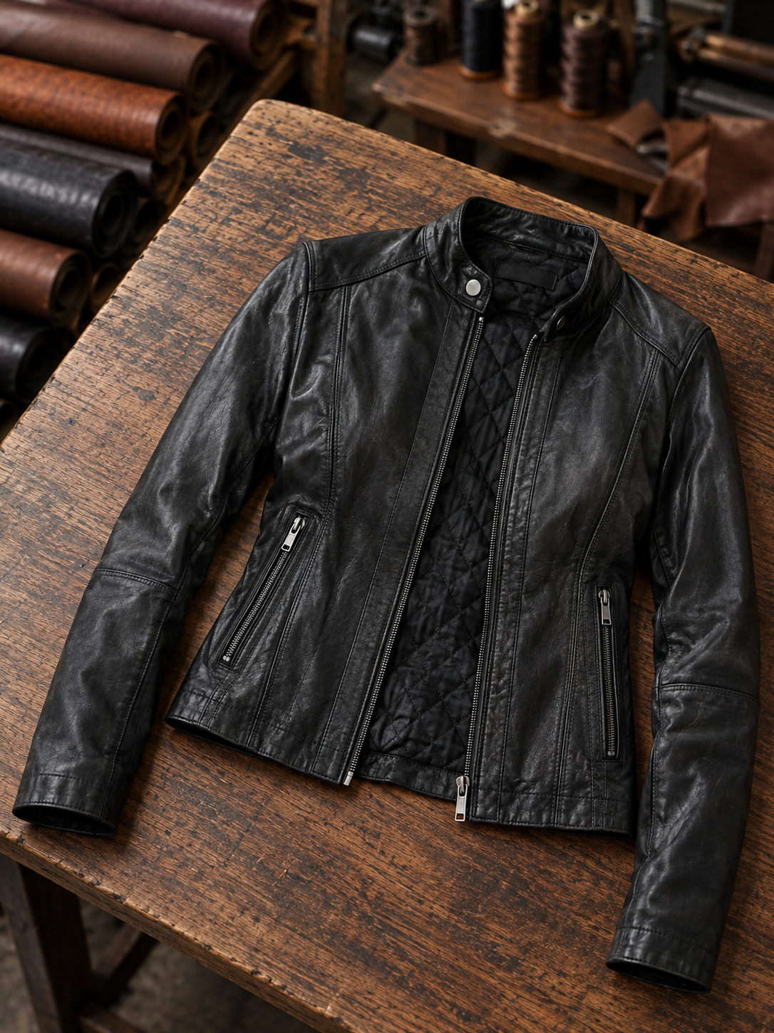 Georgia Stylish Leather Jacket for Women - Black