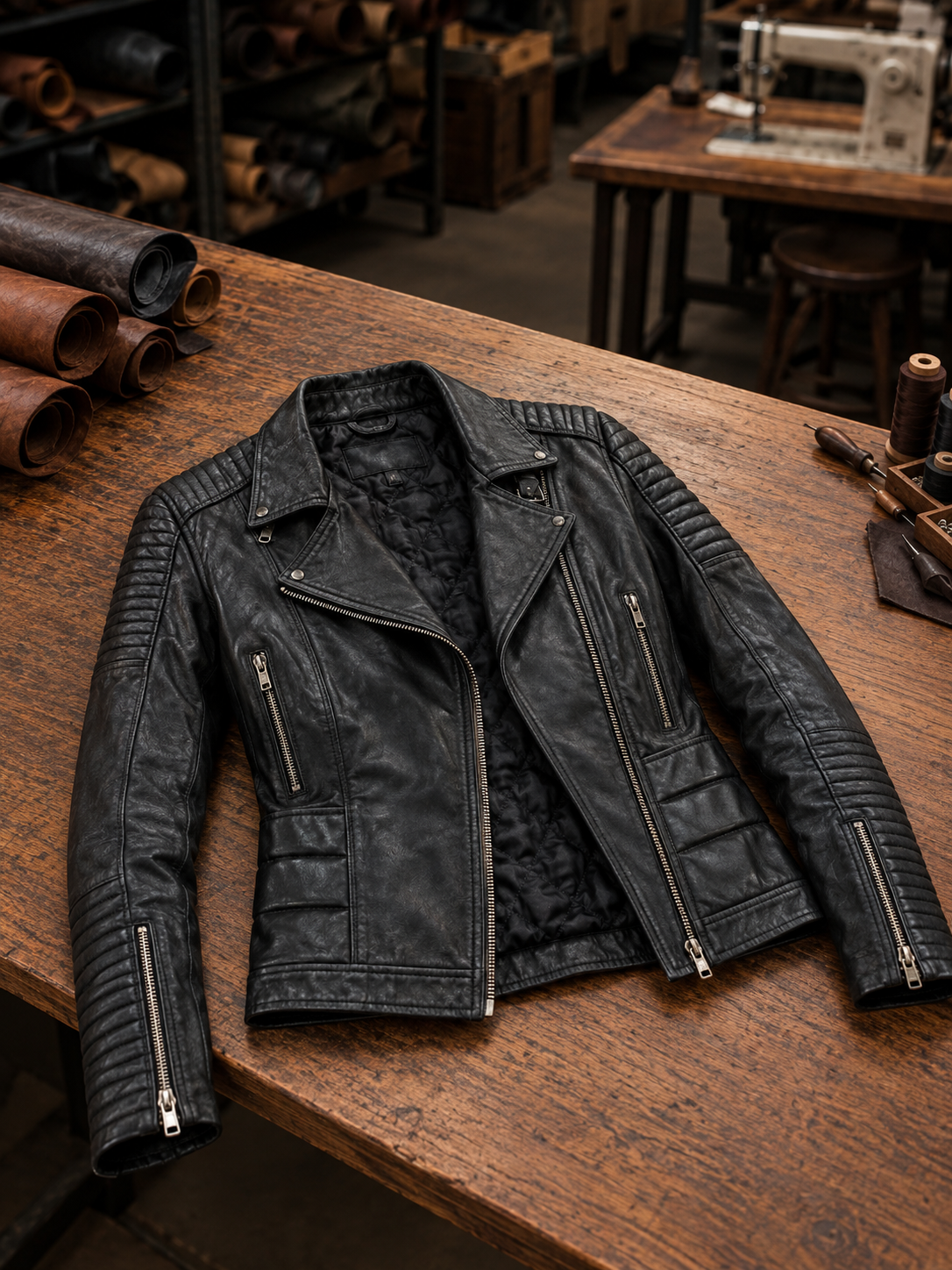 Gianna Sheepskin Black Leather Jacket For Women