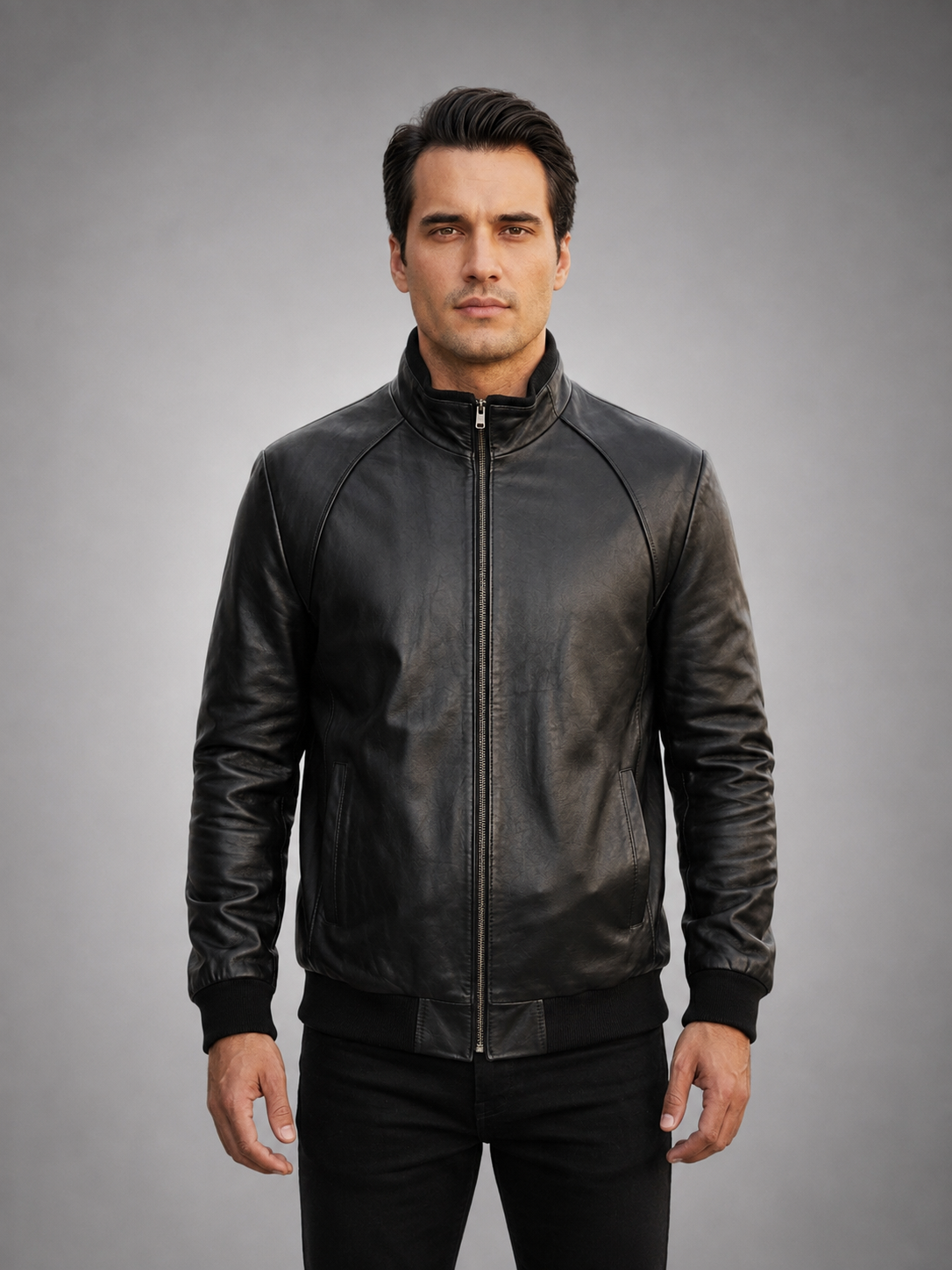 Houston Black Distressed Leather Jacket For Men