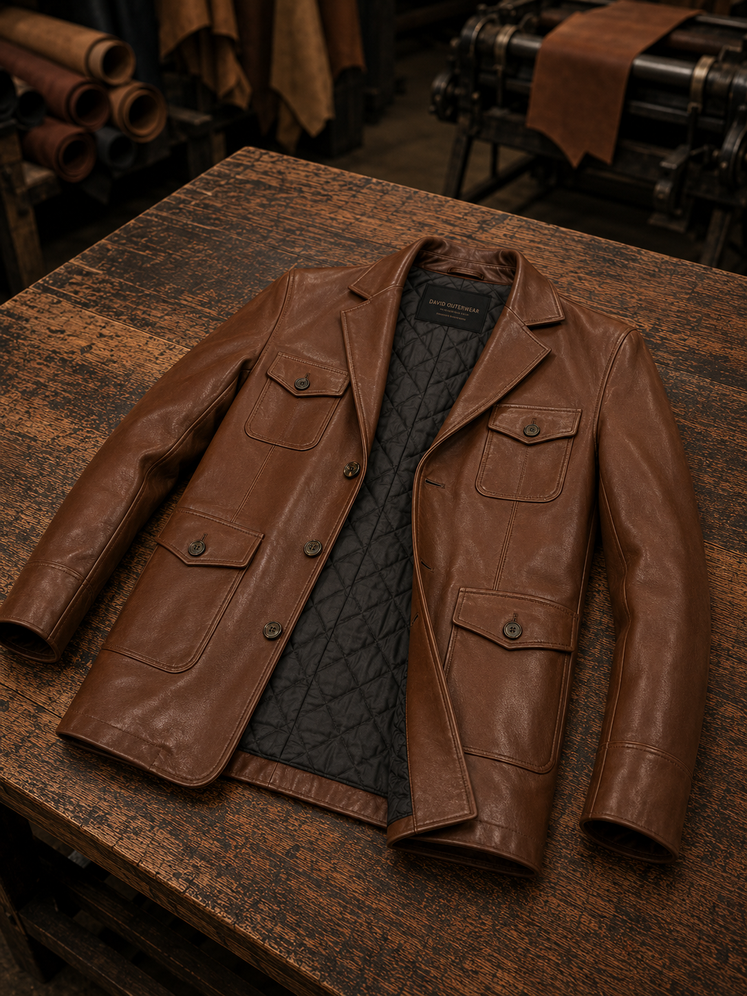 James Men's Dark Brown Leather Blazer