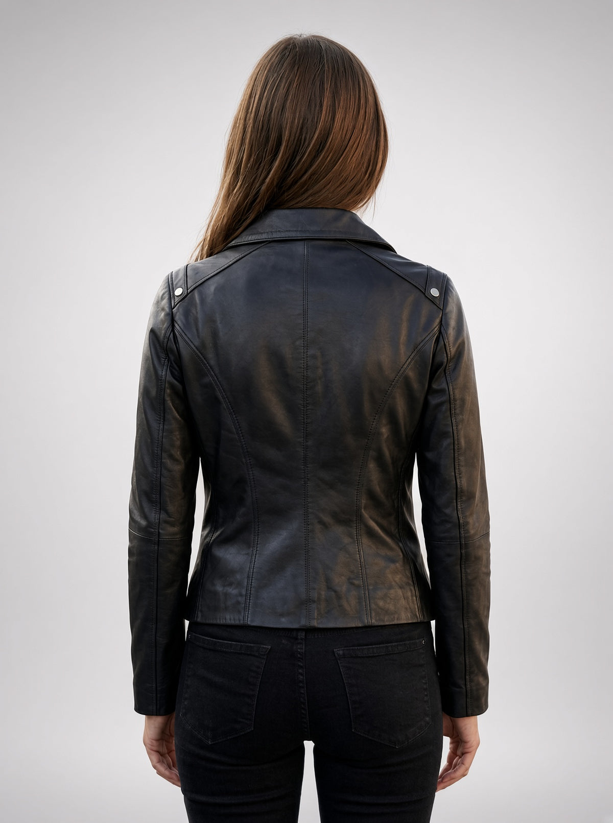 Jane Motor Bike Black Leather Jacket For Women