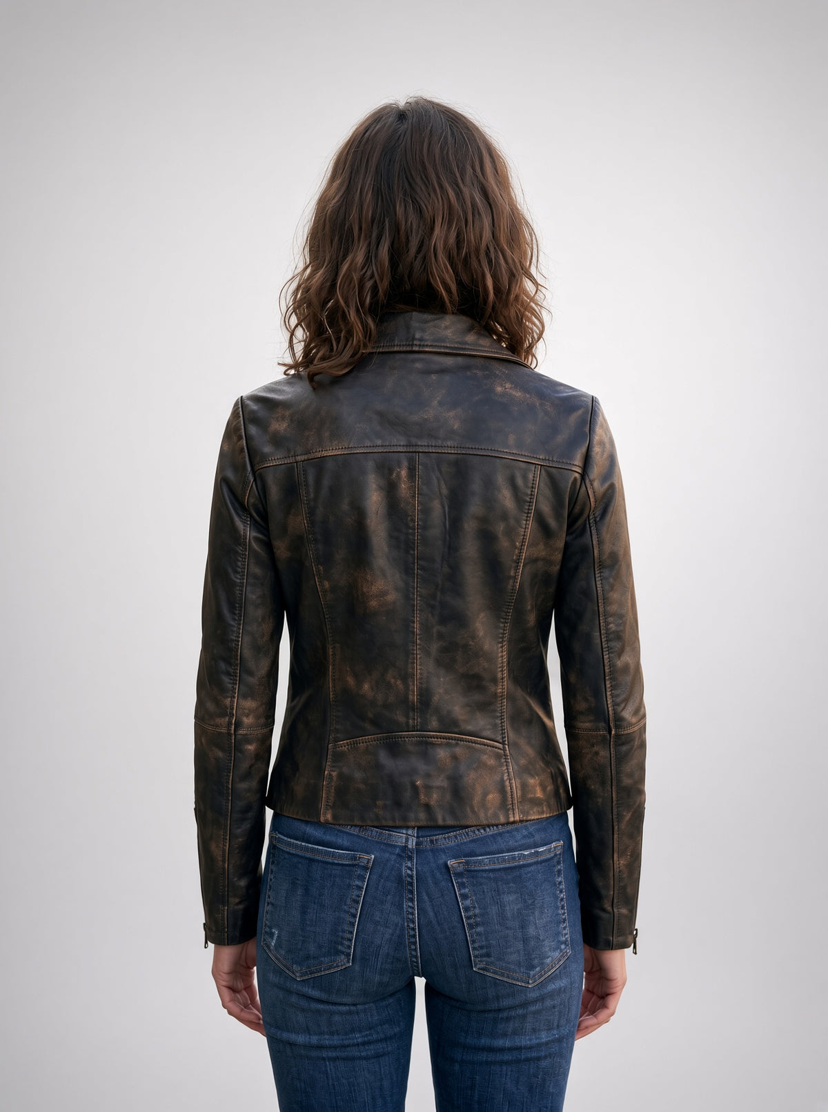 Juliana Rusted Brown Leather Jacket For Women