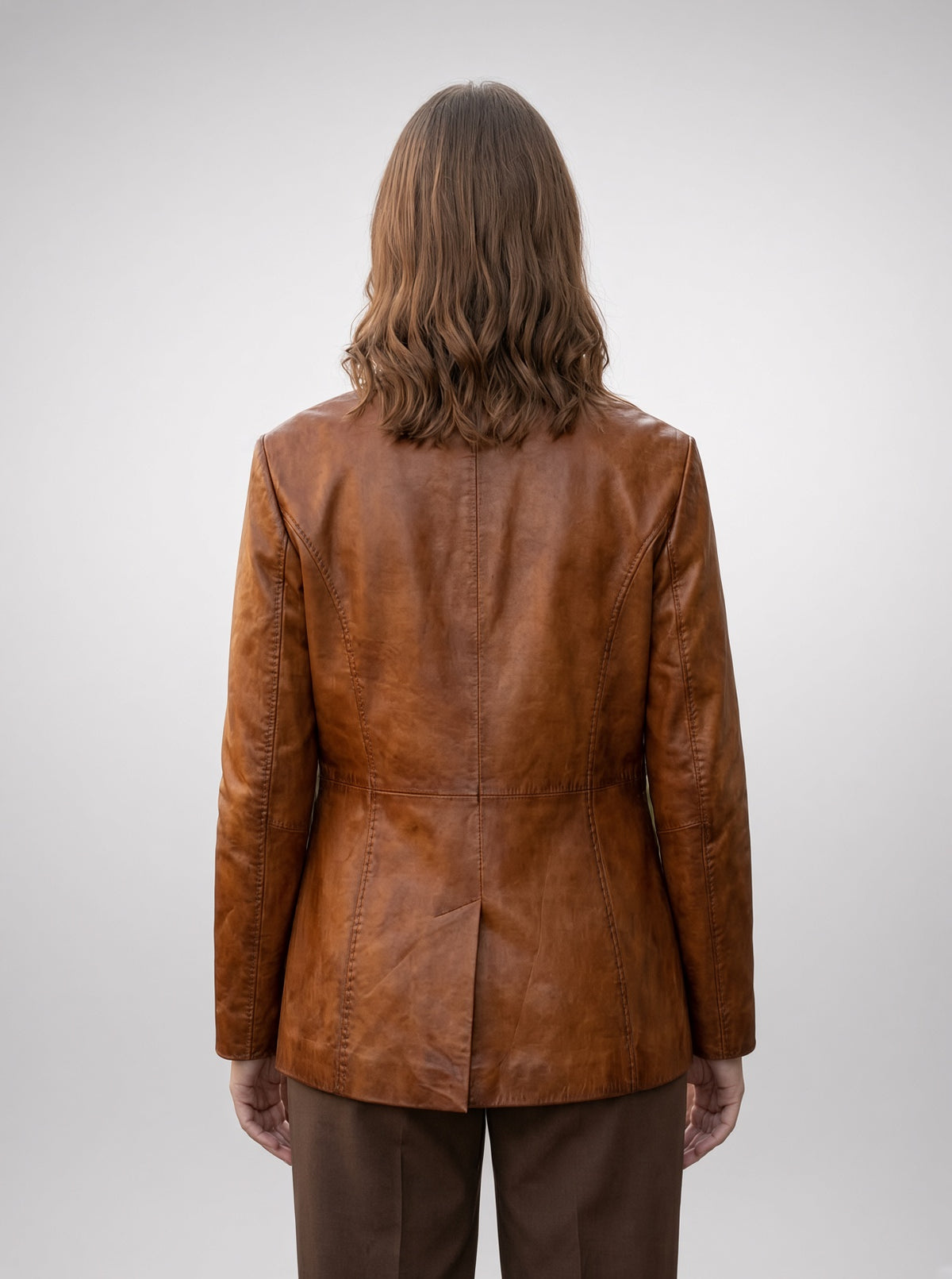 Kartherine Waxed Brown Leather Jacket for Women