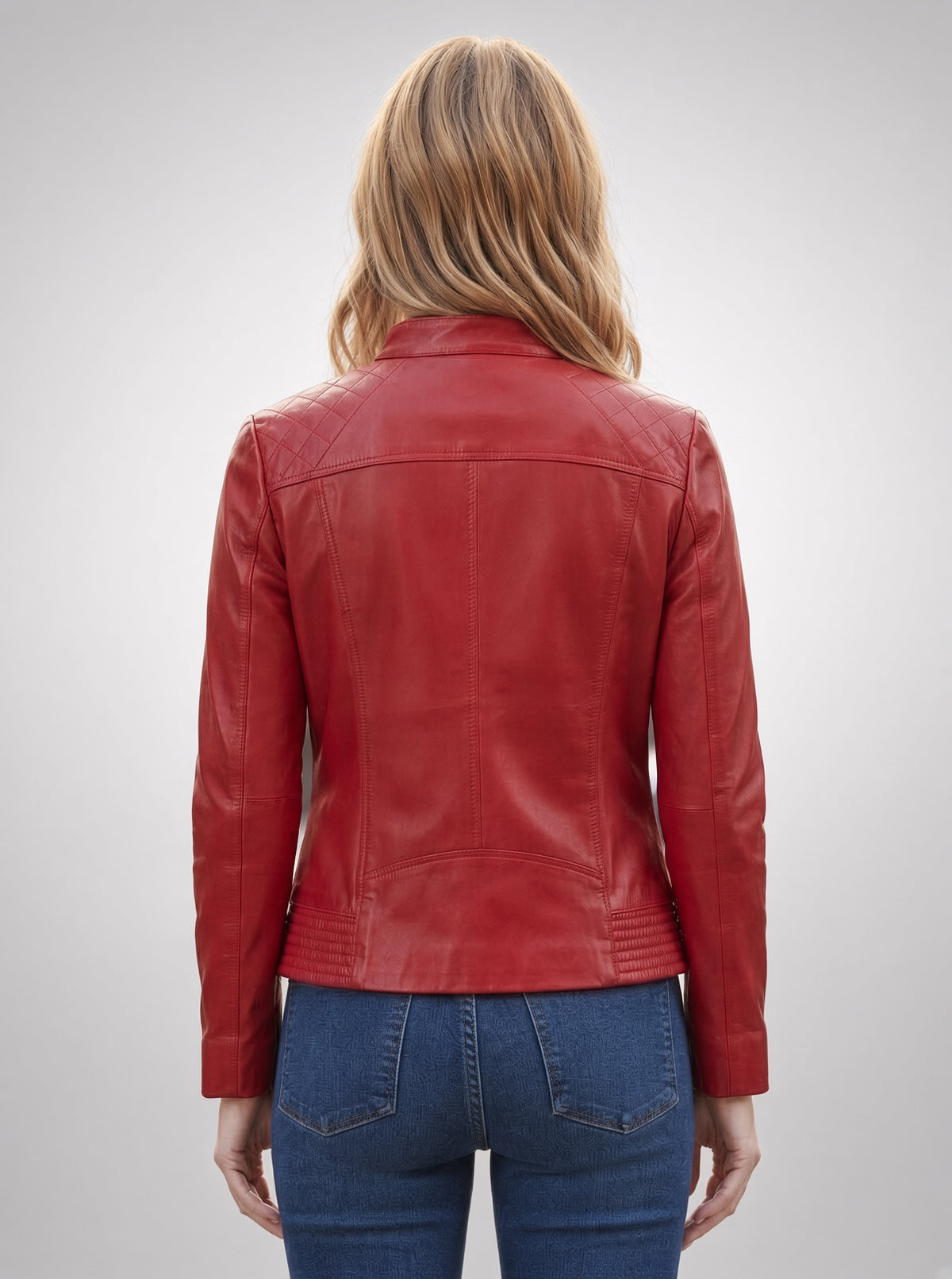 Lucky Red Motor bike Leather Jacket For Women