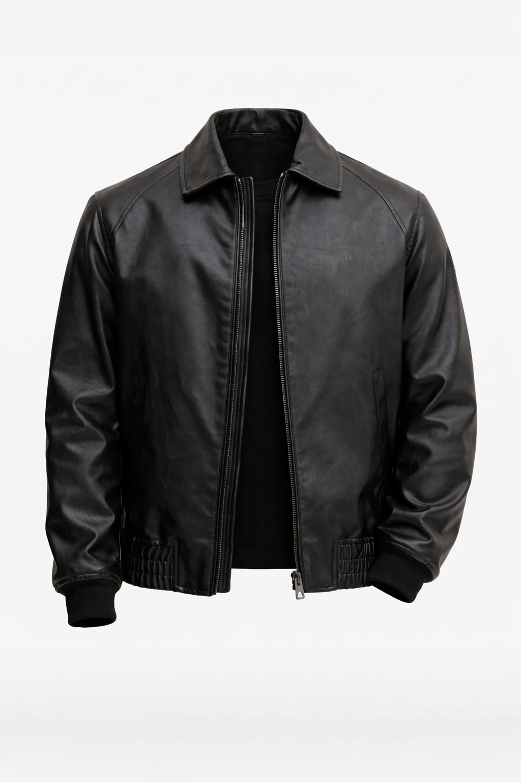 Men’s Black Classic Leather Bomber Jacket