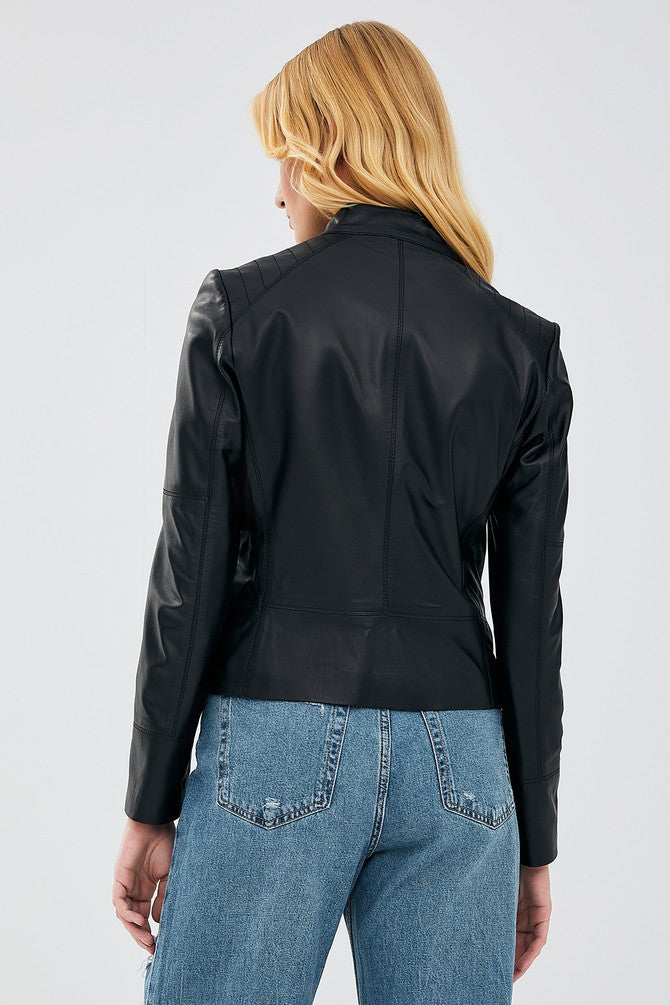 Monica Black Biker Leather Jacket
