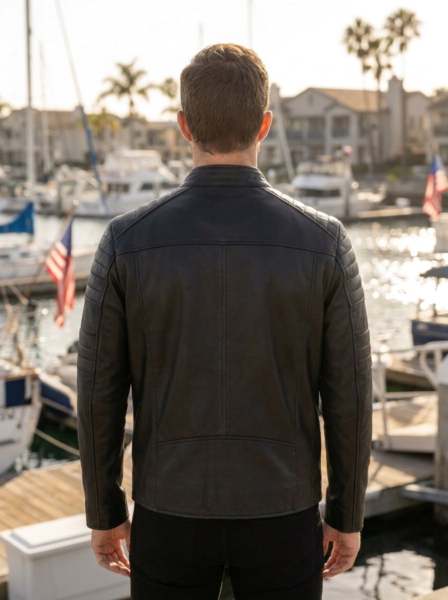 Morant Black Judge Collar Men's Leather Jacket
