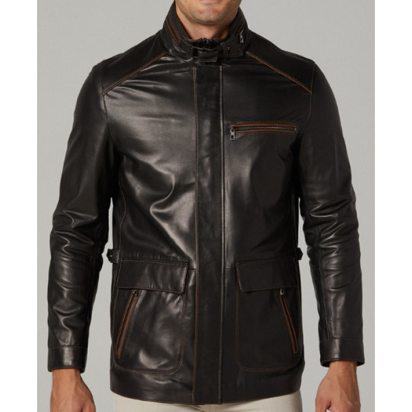 Beckham Classic Black Leather Jacket For Men