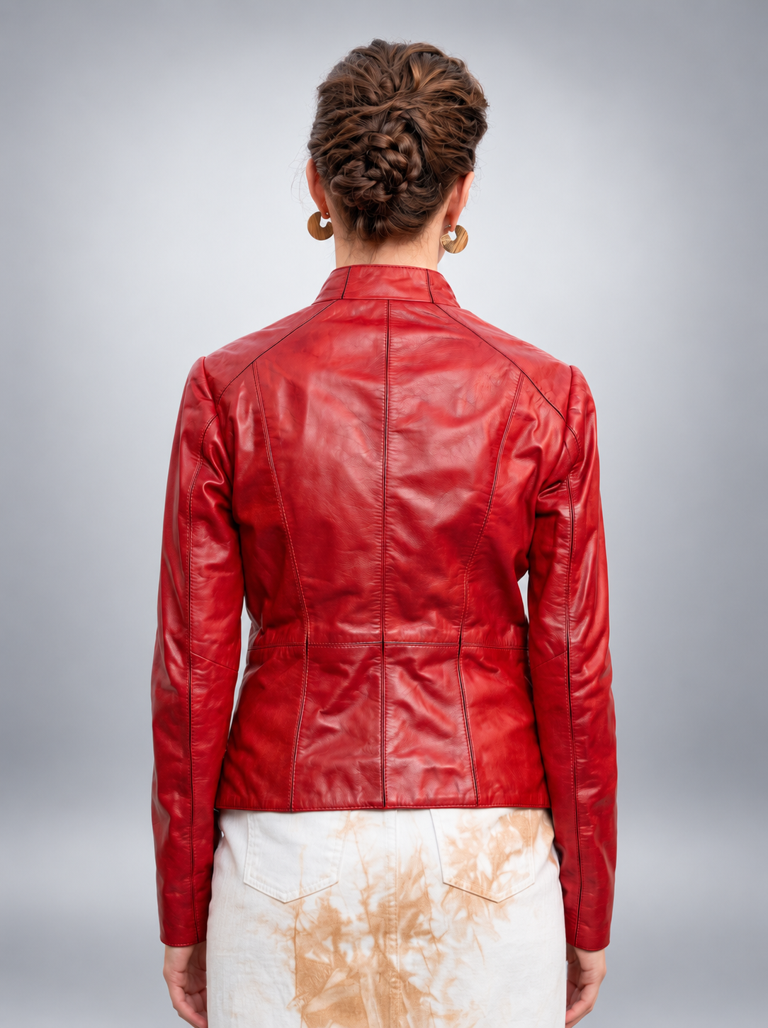 Scarlet Red Stylish Leather Jacket For Women