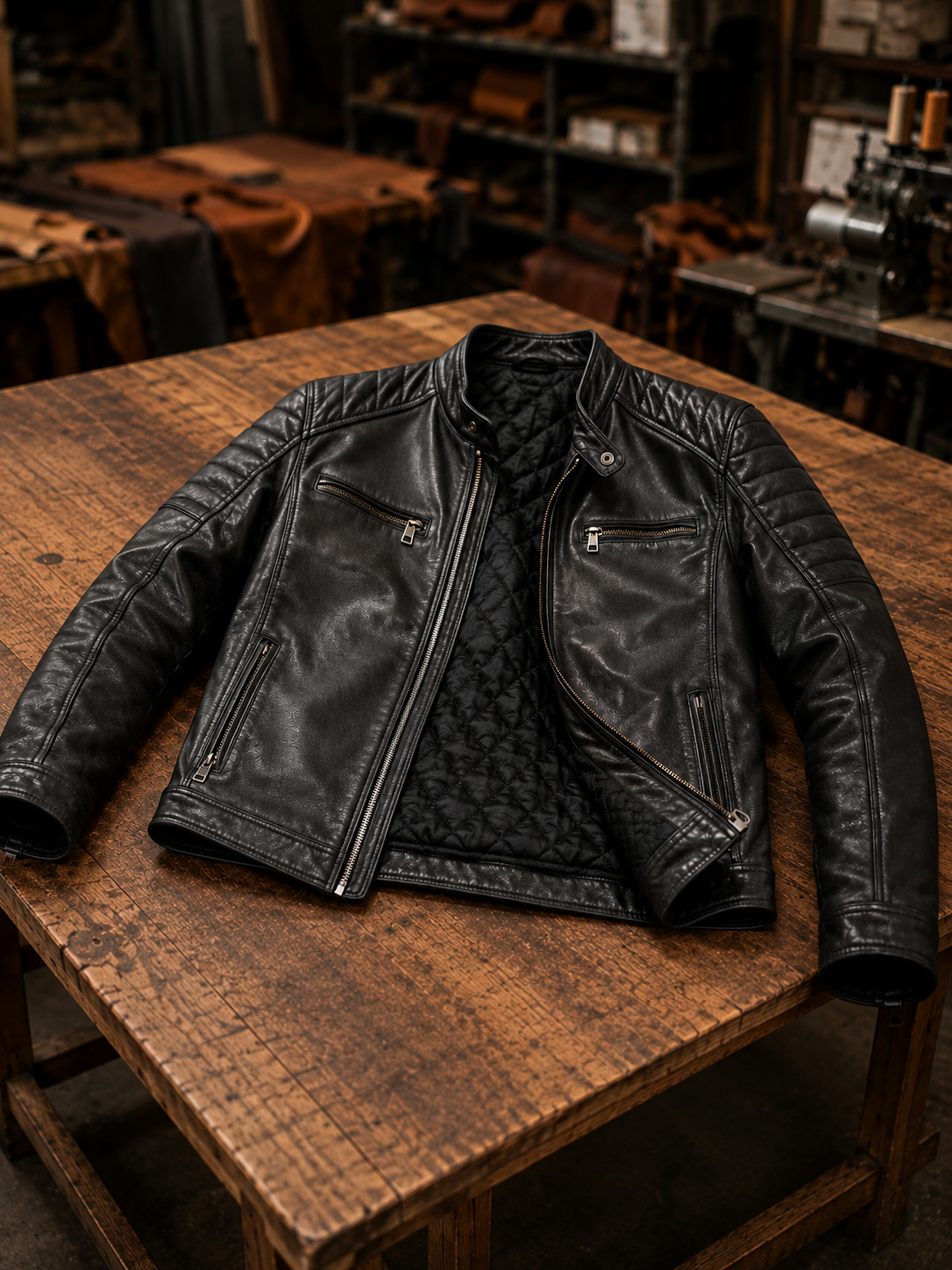 Sergio Black Sports Hooded Leather Jacket For Men