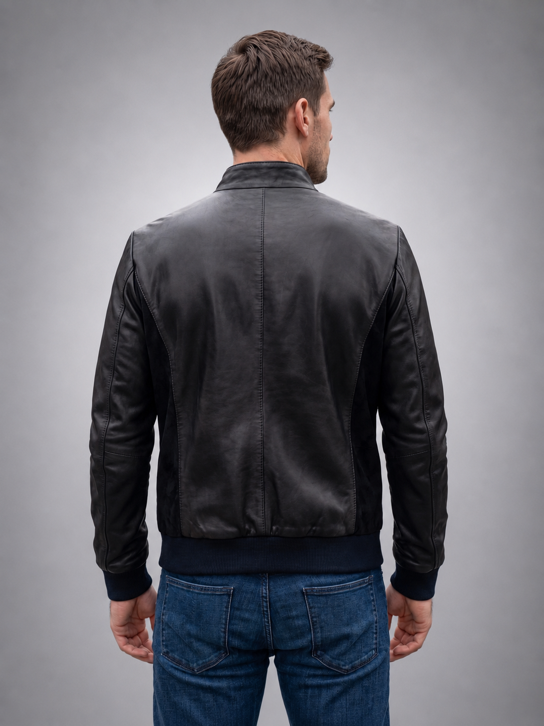 Stephen Black Men Real Leather Jacket