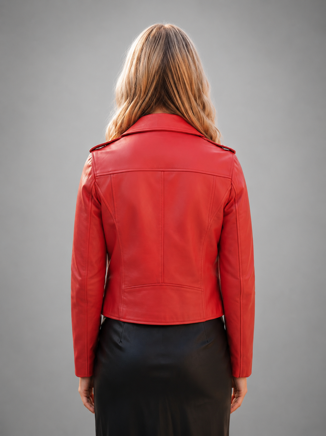 Stylish Red Leather Jacket For Woman