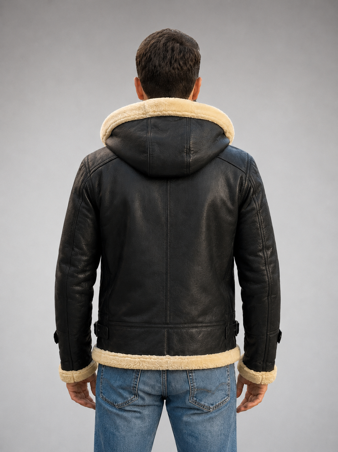 Tom B3 Fur Distressed Men Black Leather Jacket
