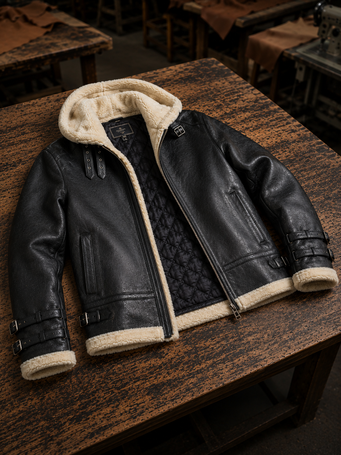 Tom B3 Fur Distressed Men Black Leather Jacket