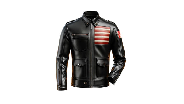 Black Stylish American Flag Leather Jacket For Men