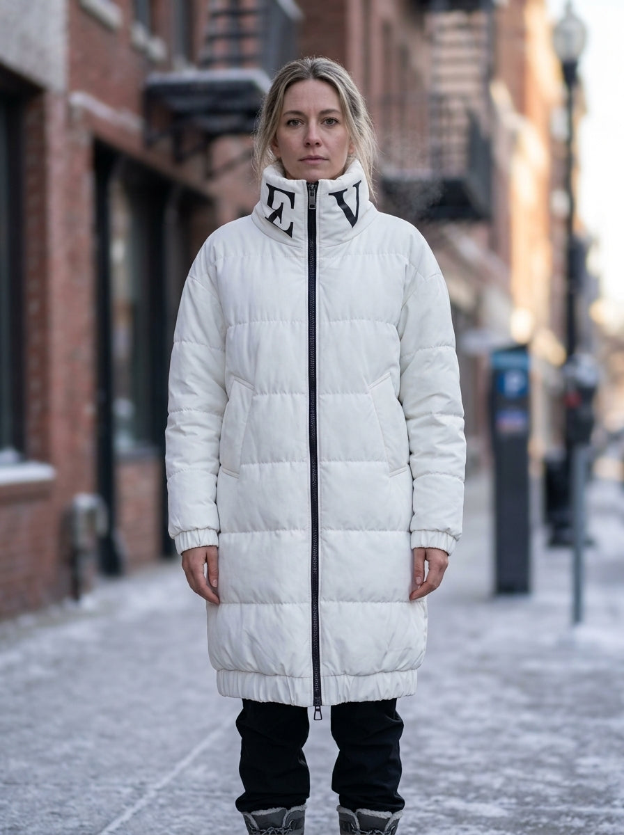 Women's White Quilted Puffer Coat