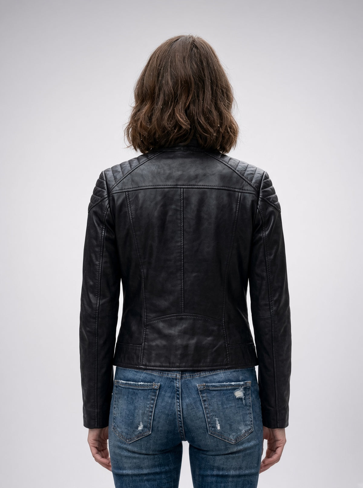 Women's Quilted Black Leather Moto Jacket