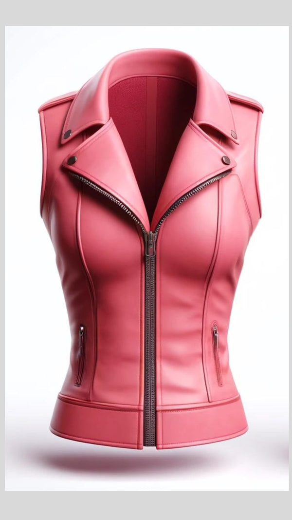 Pink Leather Vest Usa For Women